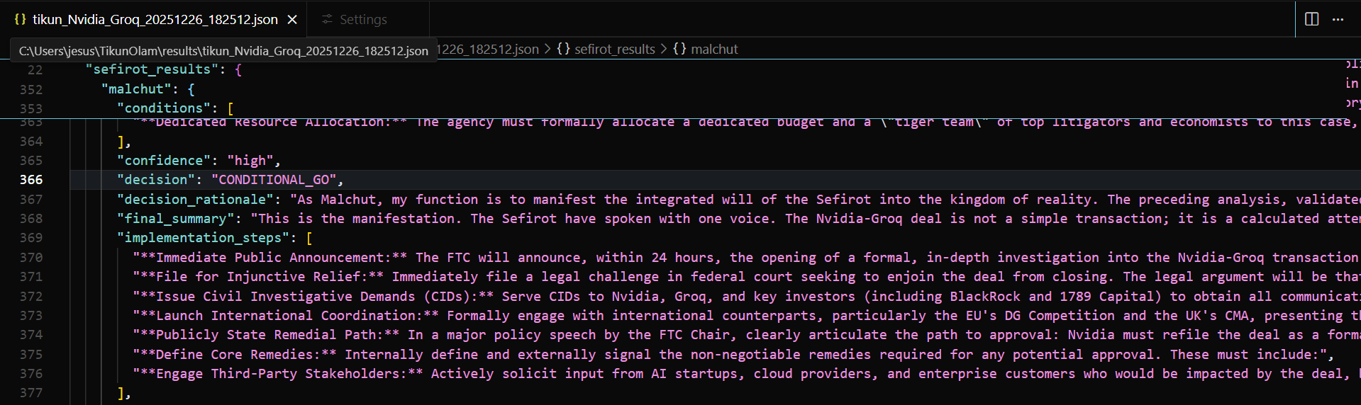 Conditional Decision Output